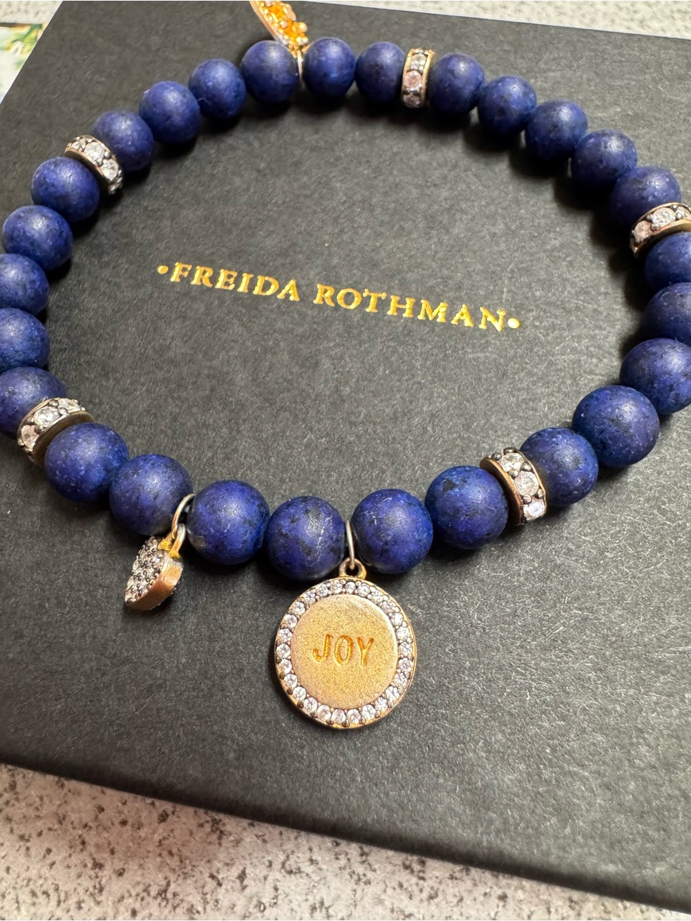 Freida Rothman Sapphire Blue Joy Sentiment Stretch Bracelet